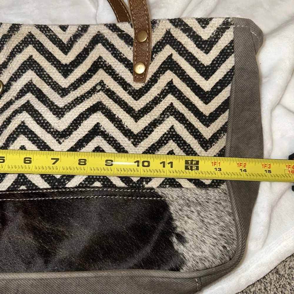 Myra Bag Shoulder Purse Womens Hair On Hide Boho Bag Canvas Zipper Closure - Picture 8 of 10